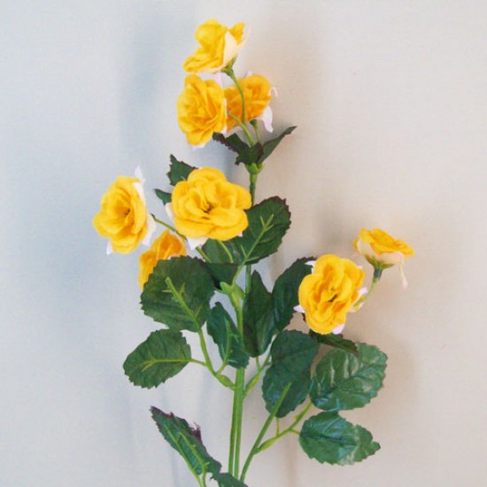 Mini Artificial Wild Roses Yellow 52cm | Artificial Flowers